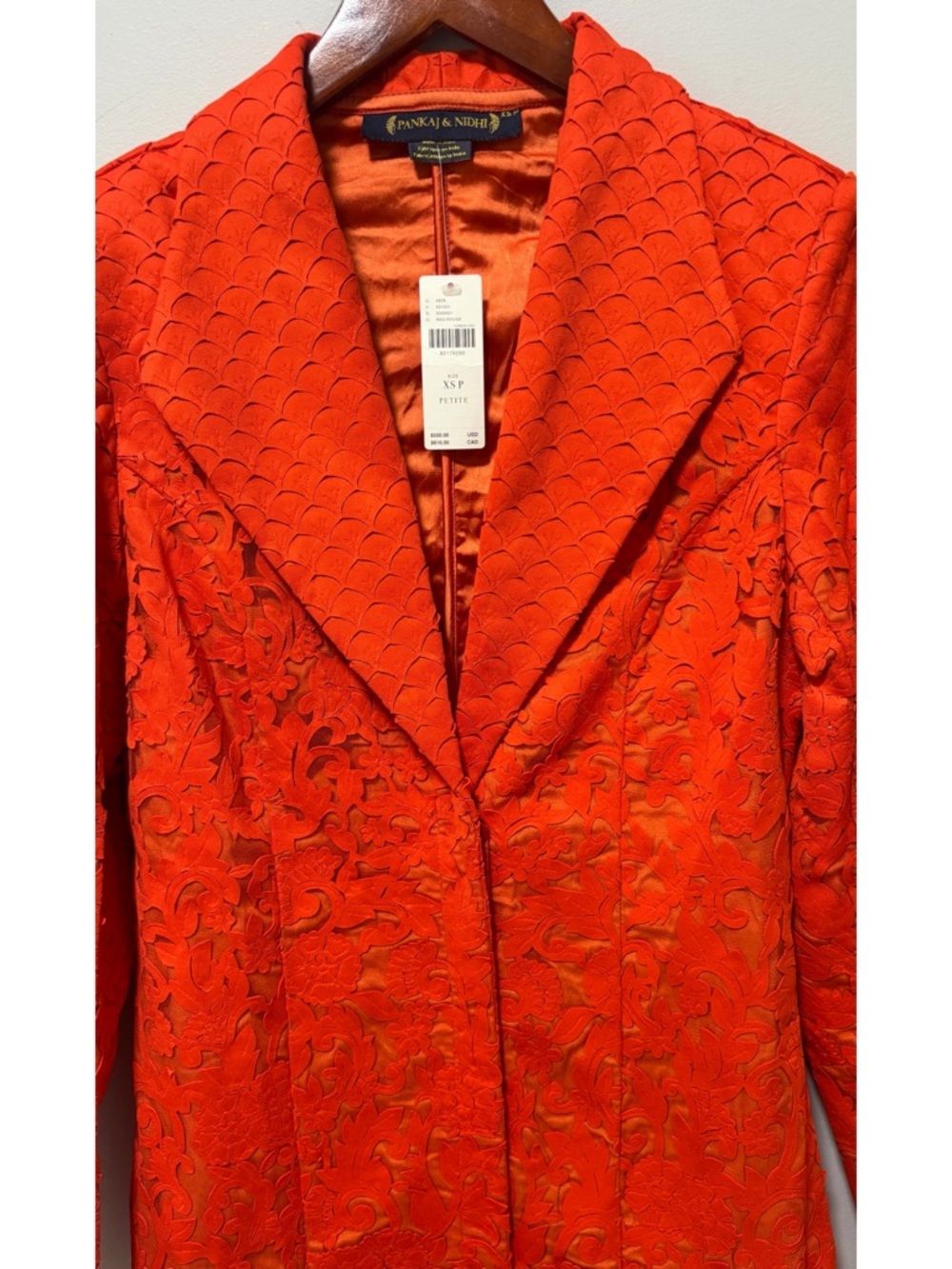 Anthropologie Pankaj & Nidhi Heavily Embroidered Blazer Dress NWT Red Rouge XS/P - Picture 4 of 10